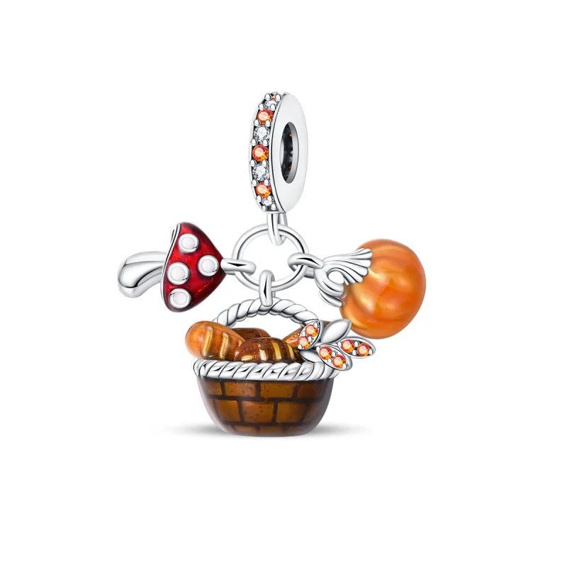 Luminous Pumpkin Charm Collection in 925 Sterling Silver – Glow-in-the-Dark Bracelet Charms