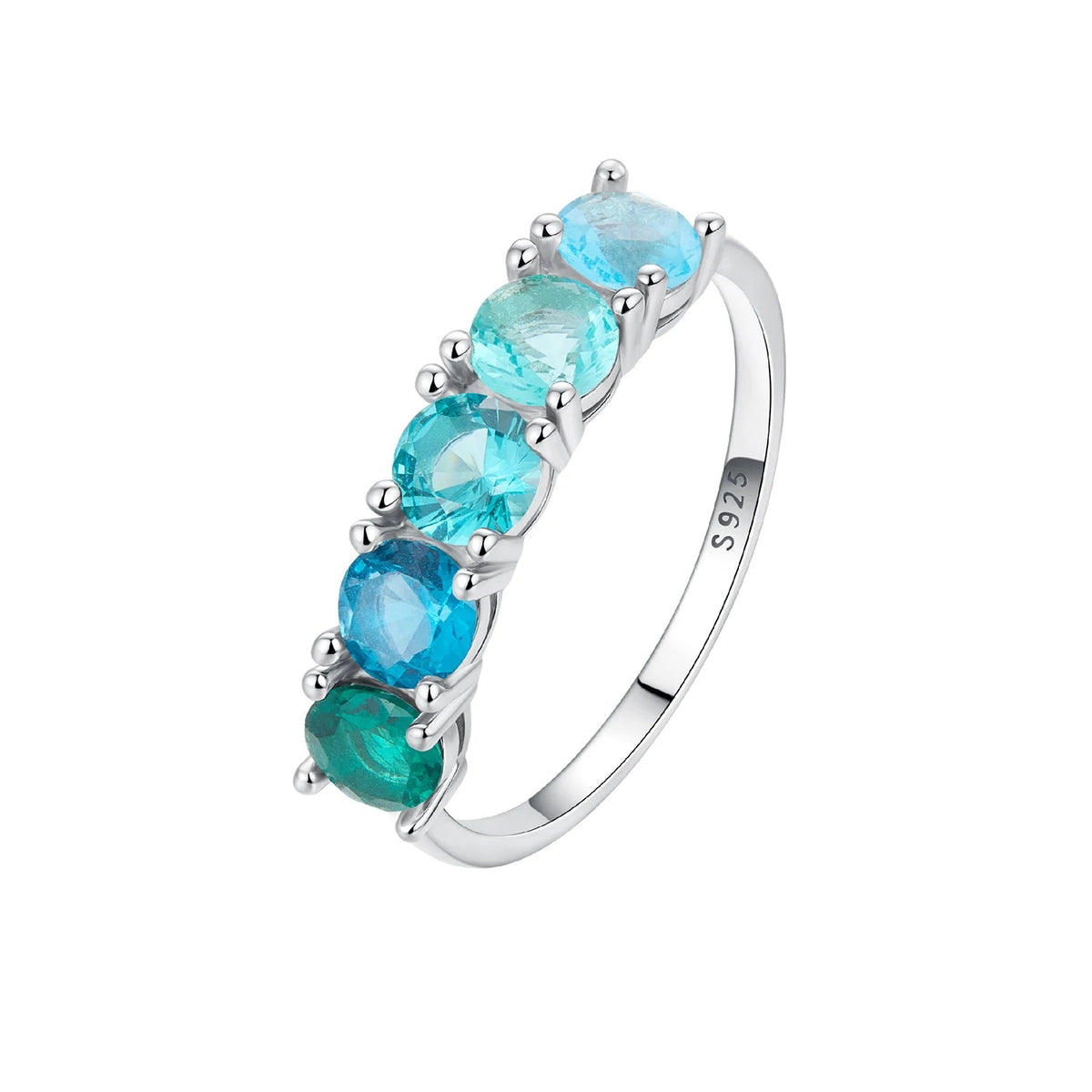Pink, Blue & Green Gradient Sapphire Half Eternity Ring