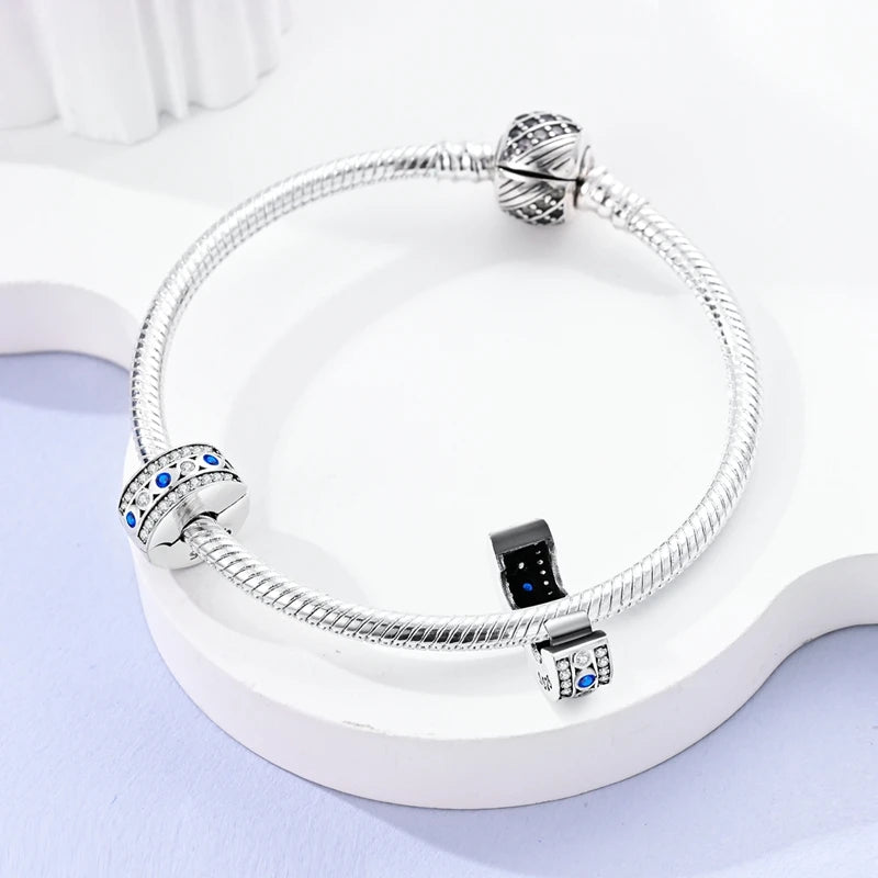 925 Sterling Silver Evil Eye & Hamsa Charms – Blue CZ Protection Beads for Bracelet or Necklace