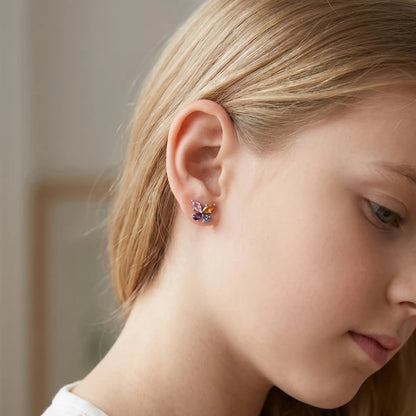 Four-Gemstone Butterfly Stud Earrings