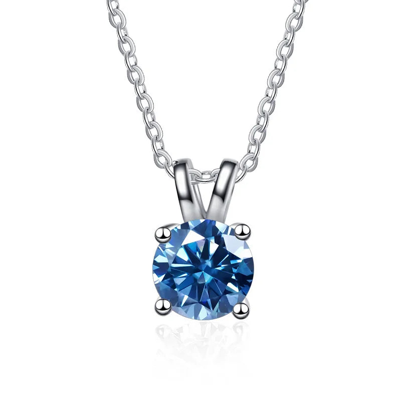 1 Carat Moissanite Solitaire Pendant Necklace – 925 Sterling Silver Bridal Wedding Jewelry Gift