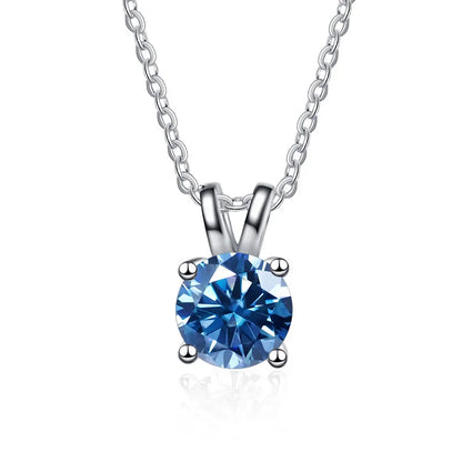1 Carat Moissanite Solitaire Pendant Necklace – 925 Sterling Silver Bridal Wedding Jewelry Gift