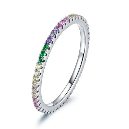 Multicolor Sapphire Rainbow Gemstone Eternity Ring