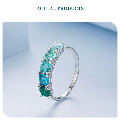 Pink, Blue & Green Gradient Sapphire Half Eternity Ring