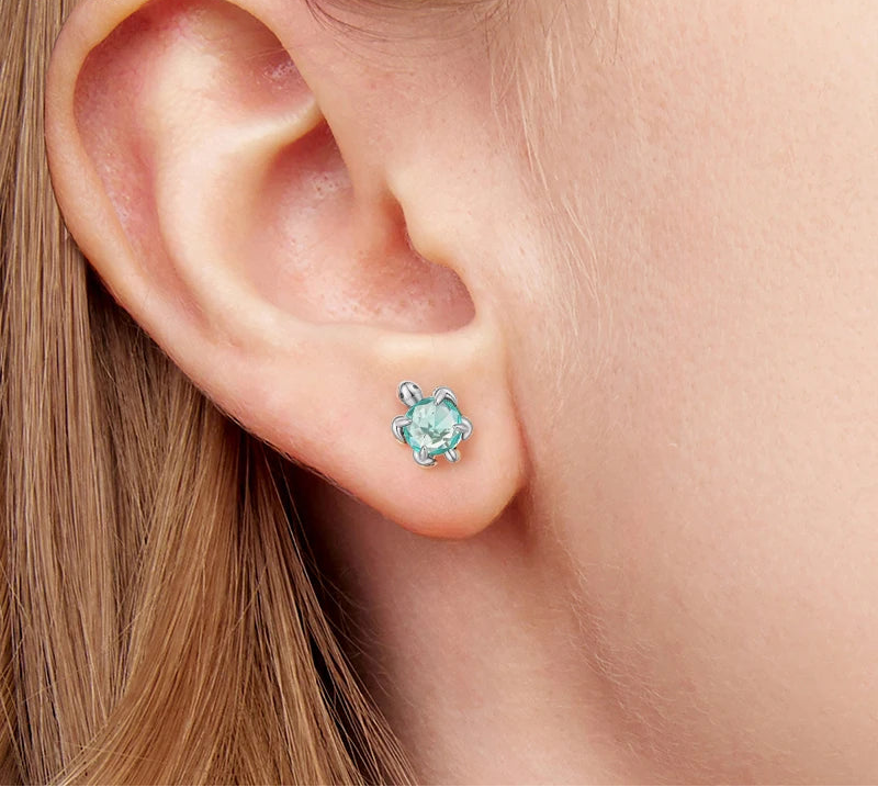 925 Sterling Silver Sea Turtle, Starfish, Seahorse Stud Earrings | Cute Beach Jewelry for Girls