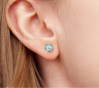 925 Sterling Silver Sea Turtle, Starfish, Seahorse Stud Earrings | Cute Beach Jewelry for Girls
