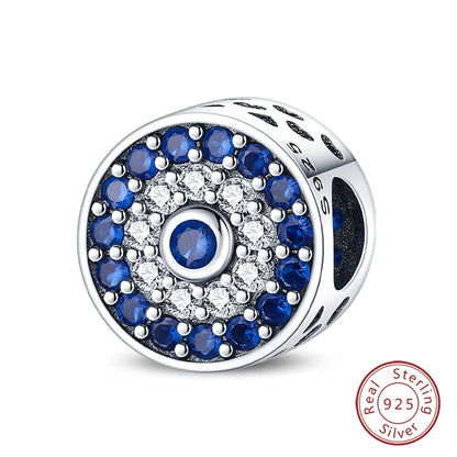 925 Sterling Silver Evil Eye & Hamsa Charms – Blue CZ Protection Beads for Bracelet or Necklace