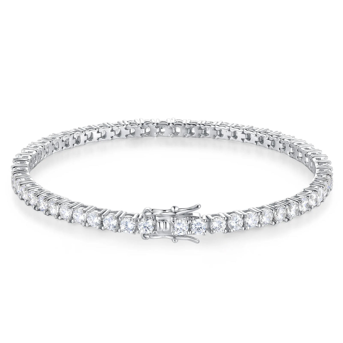 Timeless Sparkle: 6mm Moissanite Tennis Bracelet in Sterling Silver