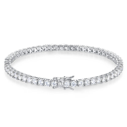 Timeless Sparkle: 6mm Moissanite Tennis Bracelet in Sterling Silver