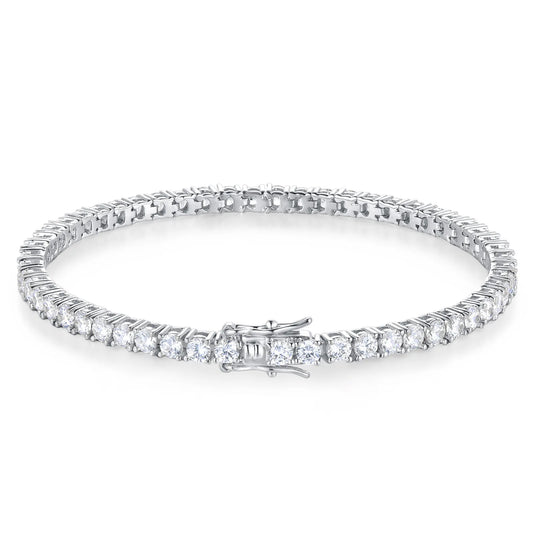Timeless Sparkle: 6mm Moissanite Tennis Bracelet in Sterling Silver