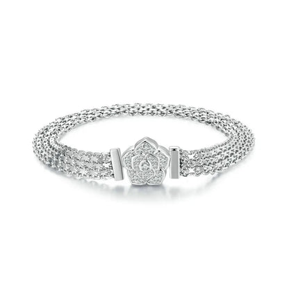 Rose Flower Flat Wide Chain Bracelet