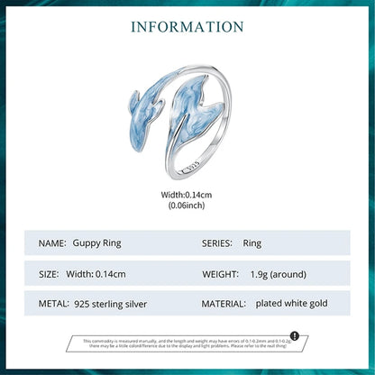 Blue Enamel Dolphin Open Ring