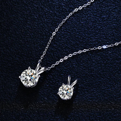 1 Carat Moissanite Solitaire Pendant Necklace – 925 Sterling Silver Bridal Wedding Jewelry Gift