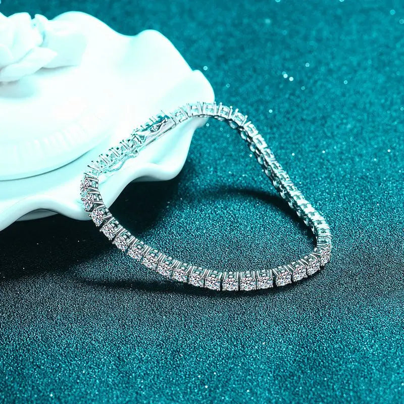 Timeless Sparkle: 6mm Moissanite Tennis Bracelet in Sterling Silver