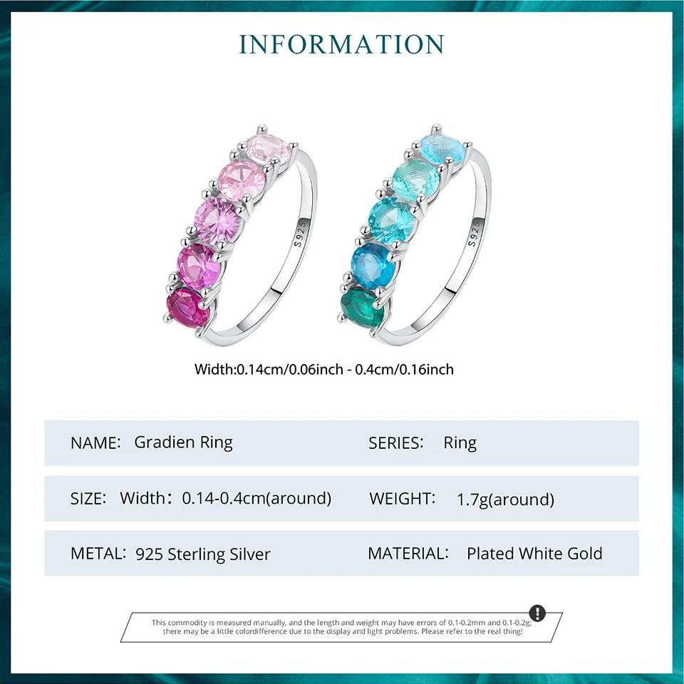 Pink, Blue & Green Gradient Sapphire Half Eternity Ring