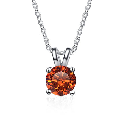 1 Carat Moissanite Solitaire Pendant Necklace – 925 Sterling Silver Bridal Wedding Jewelry Gift