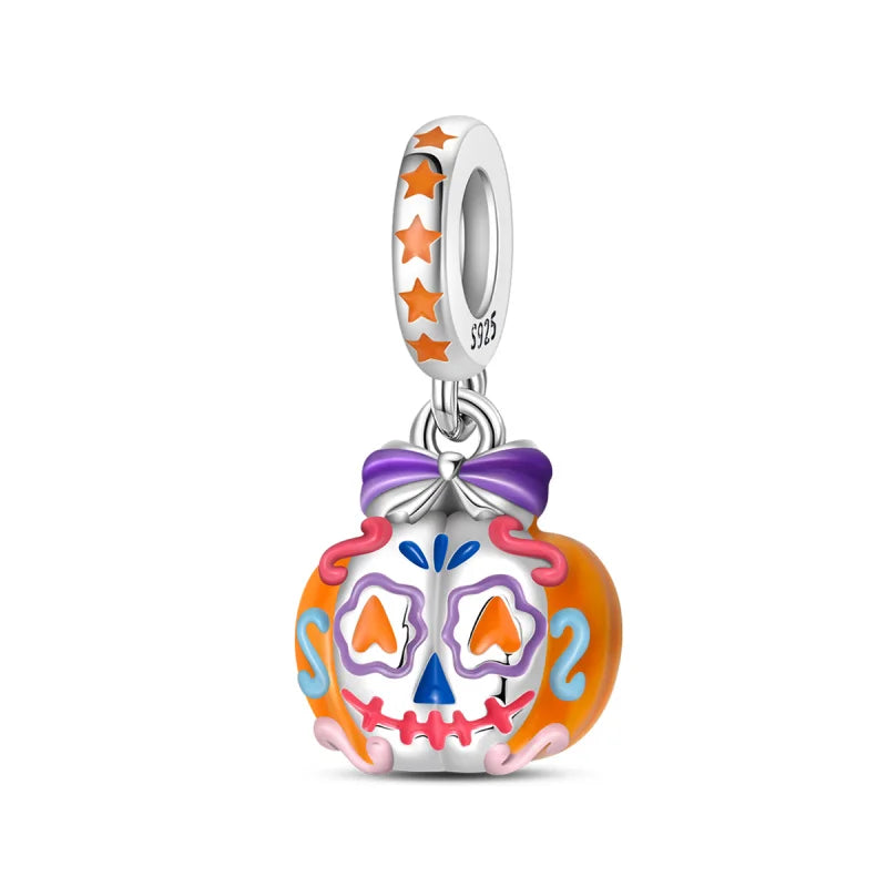 Luminous Pumpkin Charm Collection in 925 Sterling Silver – Glow-in-the-Dark Bracelet Charms