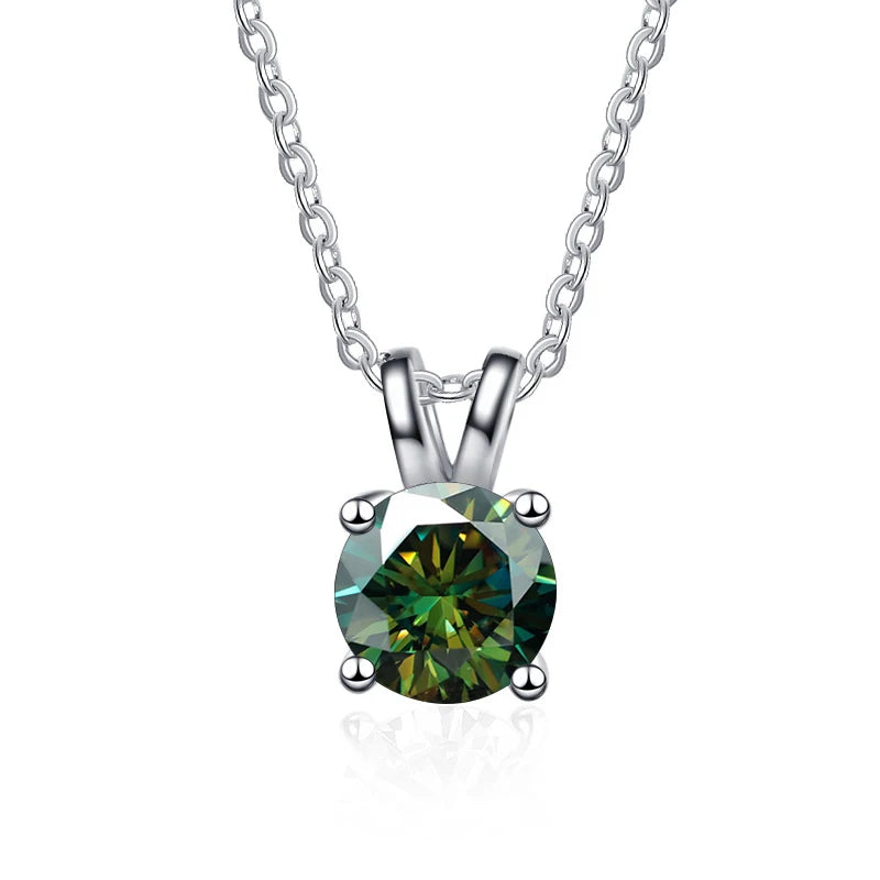 1 Carat Moissanite Solitaire Pendant Necklace – 925 Sterling Silver Bridal Wedding Jewelry Gift
