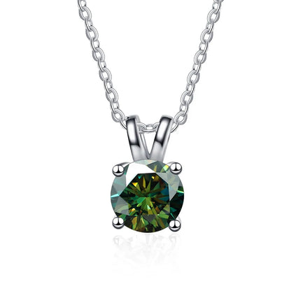 1 Carat Moissanite Solitaire Pendant Necklace – 925 Sterling Silver Bridal Wedding Jewelry Gift