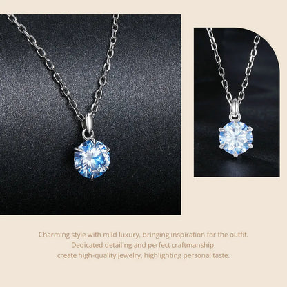 1 Carat Blue Moissanite Classic in  925 Sterling Silver