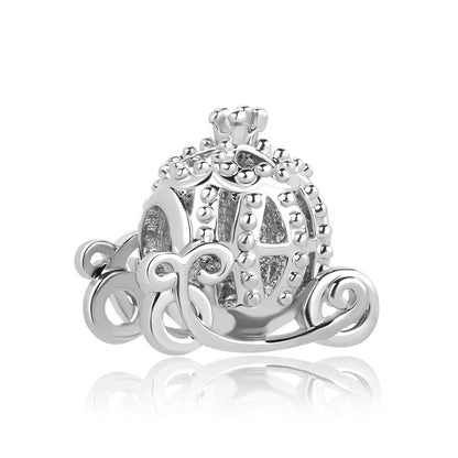 925 Sterling Silver Halloween Charm – Pumpkin Wagon & Magic Hat Bead for Bracelet or Pendant