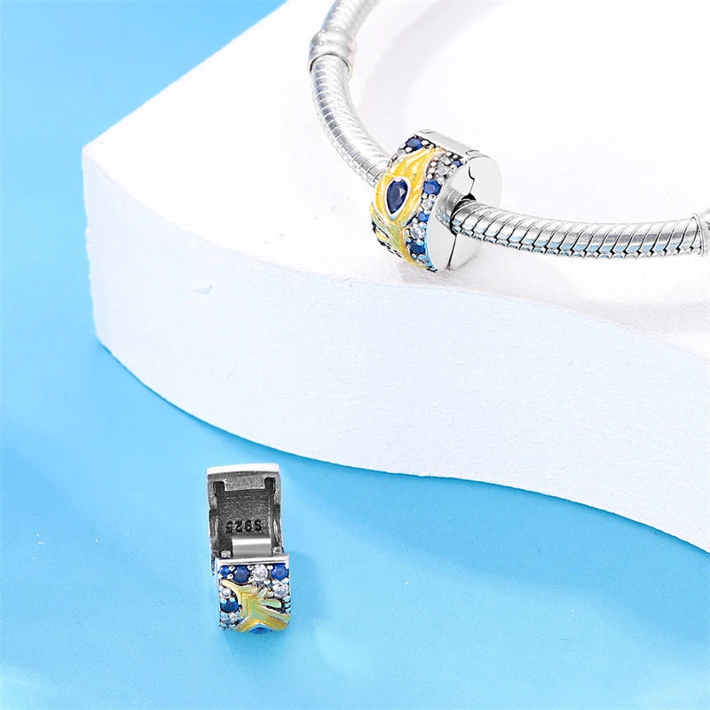 925 Sterling Silver Evil Eye & Hamsa Charms – Blue CZ Protection Beads for Bracelet or Necklace