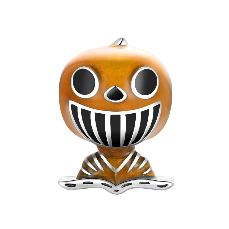925 Sterling Silver Halloween Charm – Pumpkin Wagon & Magic Hat Bead for Bracelet or Pendant