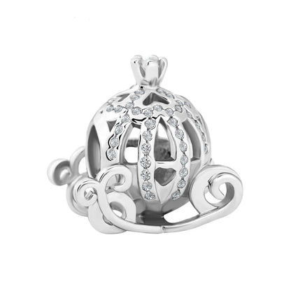 925 Sterling Silver Halloween Charm – Pumpkin Wagon & Magic Hat Bead for Bracelet or Pendant