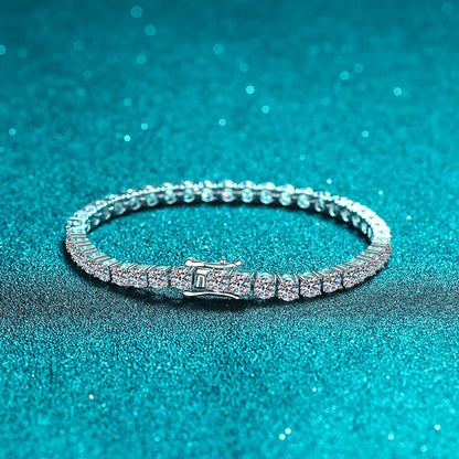 Timeless Sparkle: 6mm Moissanite Tennis Bracelet in Sterling Silver