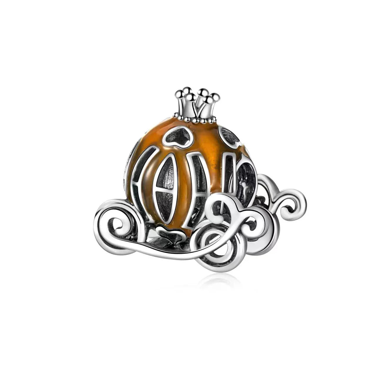 925 Sterling Silver Halloween Charm – Pumpkin Wagon & Magic Hat Bead for Bracelet or Pendant