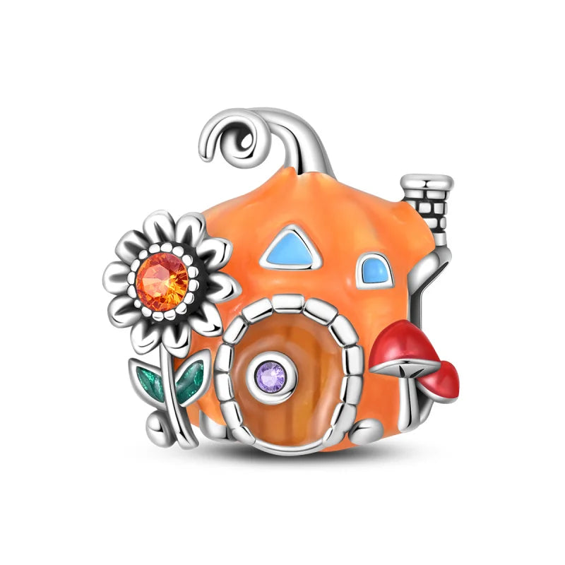 Luminous Pumpkin Charm Collection in 925 Sterling Silver – Glow-in-the-Dark Bracelet Charms