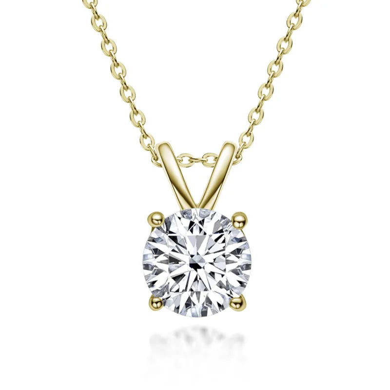 1 Carat Moissanite Solitaire Pendant Necklace – 925 Sterling Silver Bridal Wedding Jewelry Gift