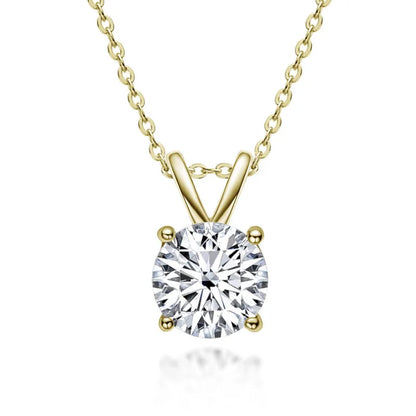1 Carat Moissanite Solitaire Pendant Necklace – 925 Sterling Silver Bridal Wedding Jewelry Gift