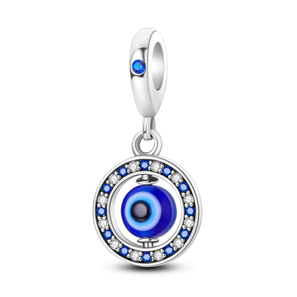 925 Sterling Silver Evil Eye & Hamsa Charms – Blue CZ Protection Beads for Bracelet or Necklace