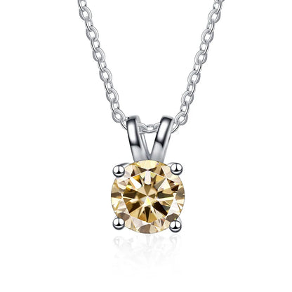 1 Carat Moissanite Solitaire Pendant Necklace – 925 Sterling Silver Bridal Wedding Jewelry Gift