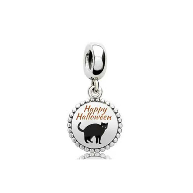 925 Sterling Silver Halloween Charm – Pumpkin Wagon & Magic Hat Bead for Bracelet or Pendant