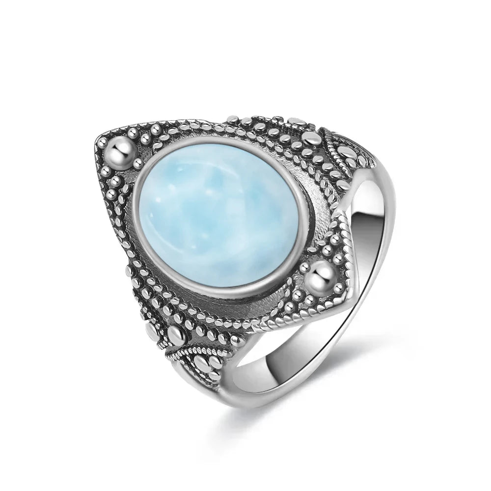 Natural Larimar Vintage Ring