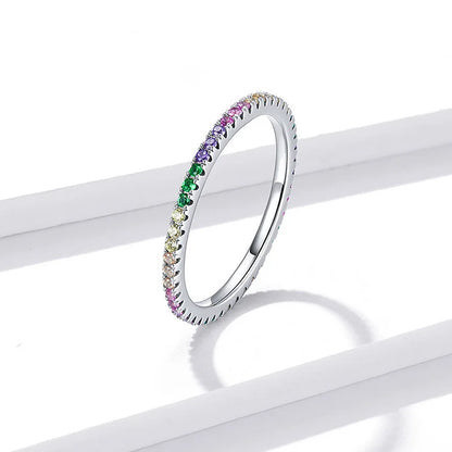 Multicolor Sapphire Rainbow Gemstone Eternity Ring