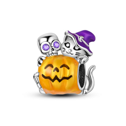 Luminous Pumpkin Charm Collection in 925 Sterling Silver – Glow-in-the-Dark Bracelet Charms