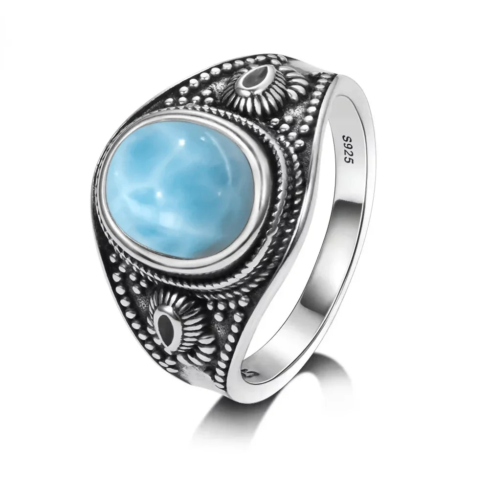 Natural Larimar Vintage Ring
