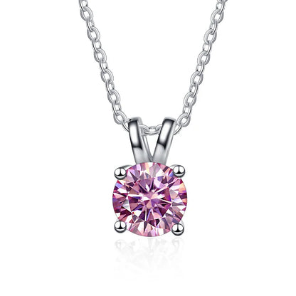 1 Carat Moissanite Solitaire Pendant Necklace – 925 Sterling Silver Bridal Wedding Jewelry Gift