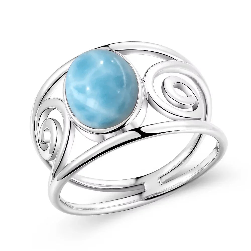 Natural Larimar Vintage Ring