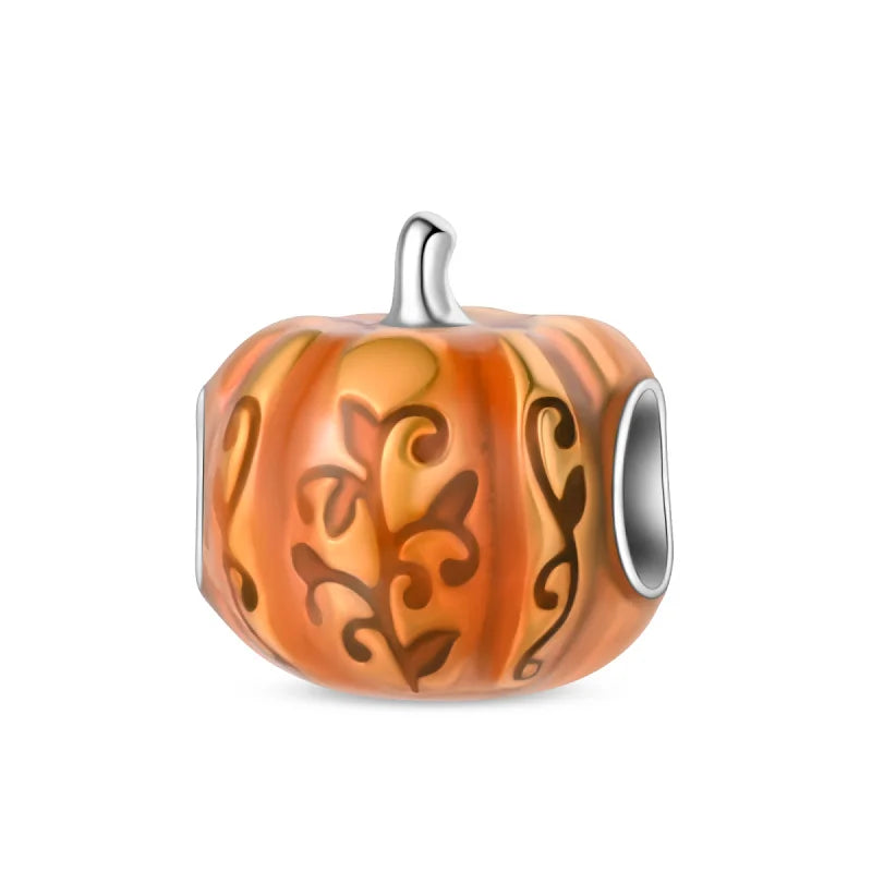 Luminous Pumpkin Charm Collection in 925 Sterling Silver – Glow-in-the-Dark Bracelet Charms