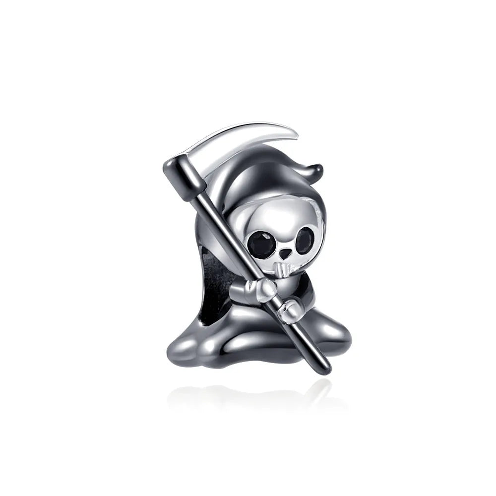 925 Sterling Silver Halloween Charm – Pumpkin Wagon & Magic Hat Bead for Bracelet or Pendant