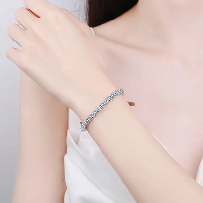 Timeless Sparkle: 6mm Moissanite Tennis Bracelet in Sterling Silver