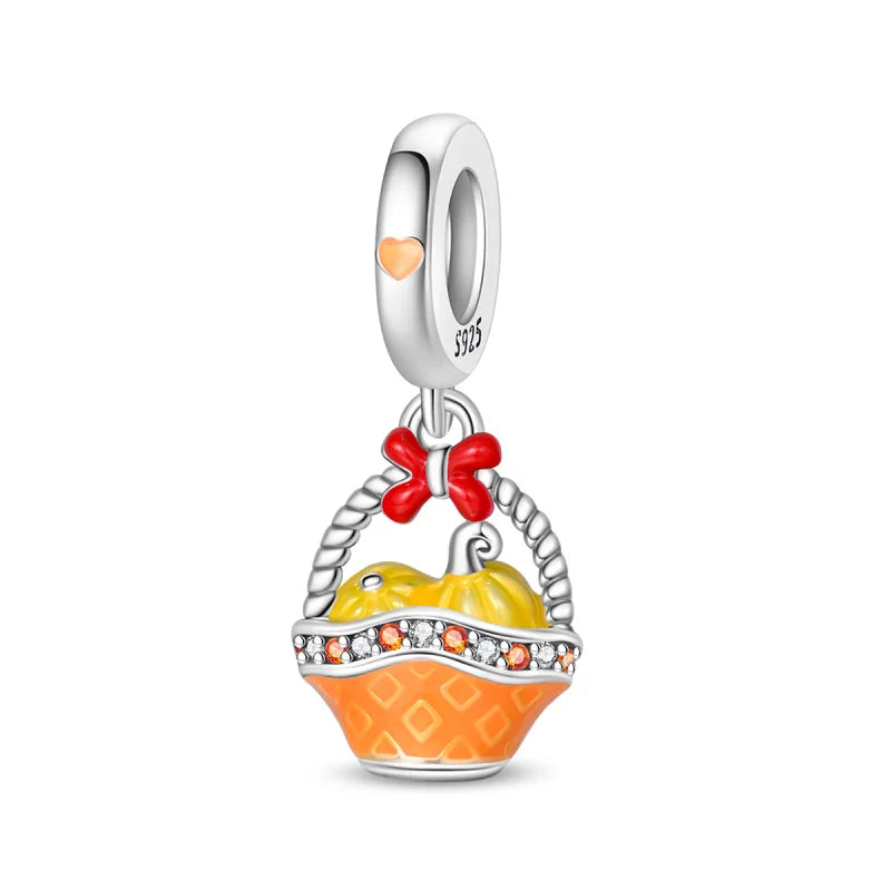 Luminous Pumpkin Charm Collection in 925 Sterling Silver – Glow-in-the-Dark Bracelet Charms