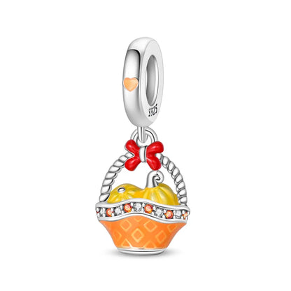 Luminous Pumpkin Charm Collection in 925 Sterling Silver – Glow-in-the-Dark Bracelet Charms