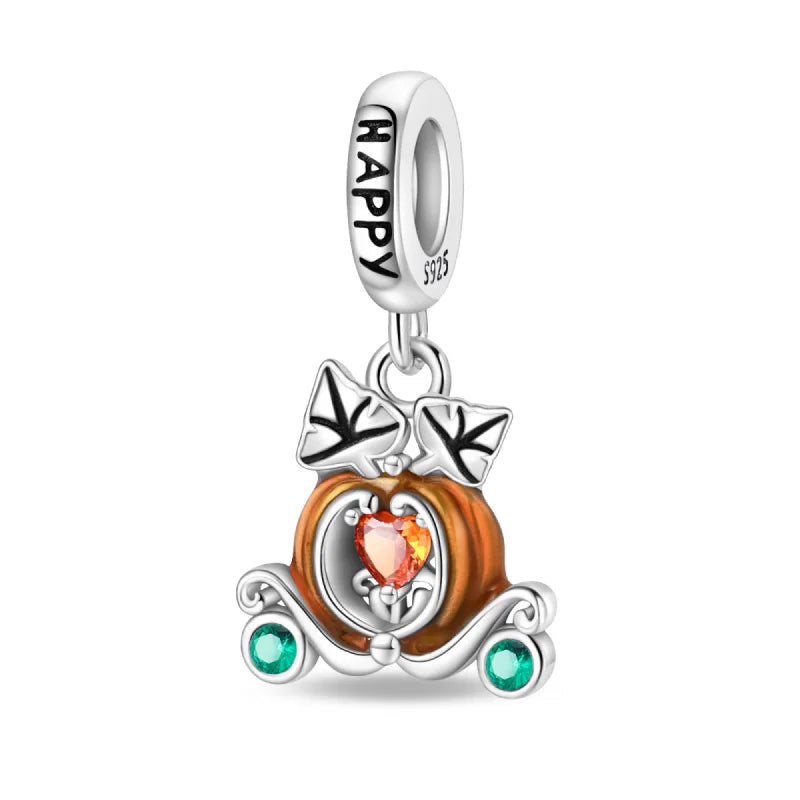 Luminous Pumpkin Charm Collection in 925 Sterling Silver – Glow-in-the-Dark Bracelet Charms