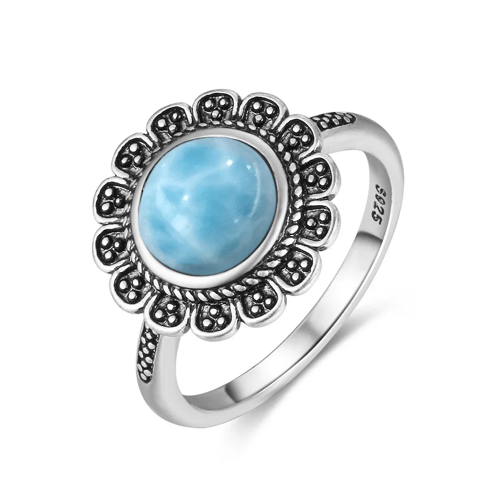 Natural Larimar Vintage Ring