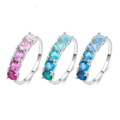 Pink, Blue & Green Gradient Sapphire Half Eternity Ring